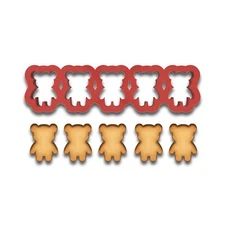 Mini Teddy Bear Cookie Cutter Strip – 5 Bears (1.2" Each) – 5.9x1.6 Inches