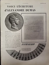 Eversharp Pens 1930 L'illustration Magazine Print Advertising FRENCH Dumas Plume