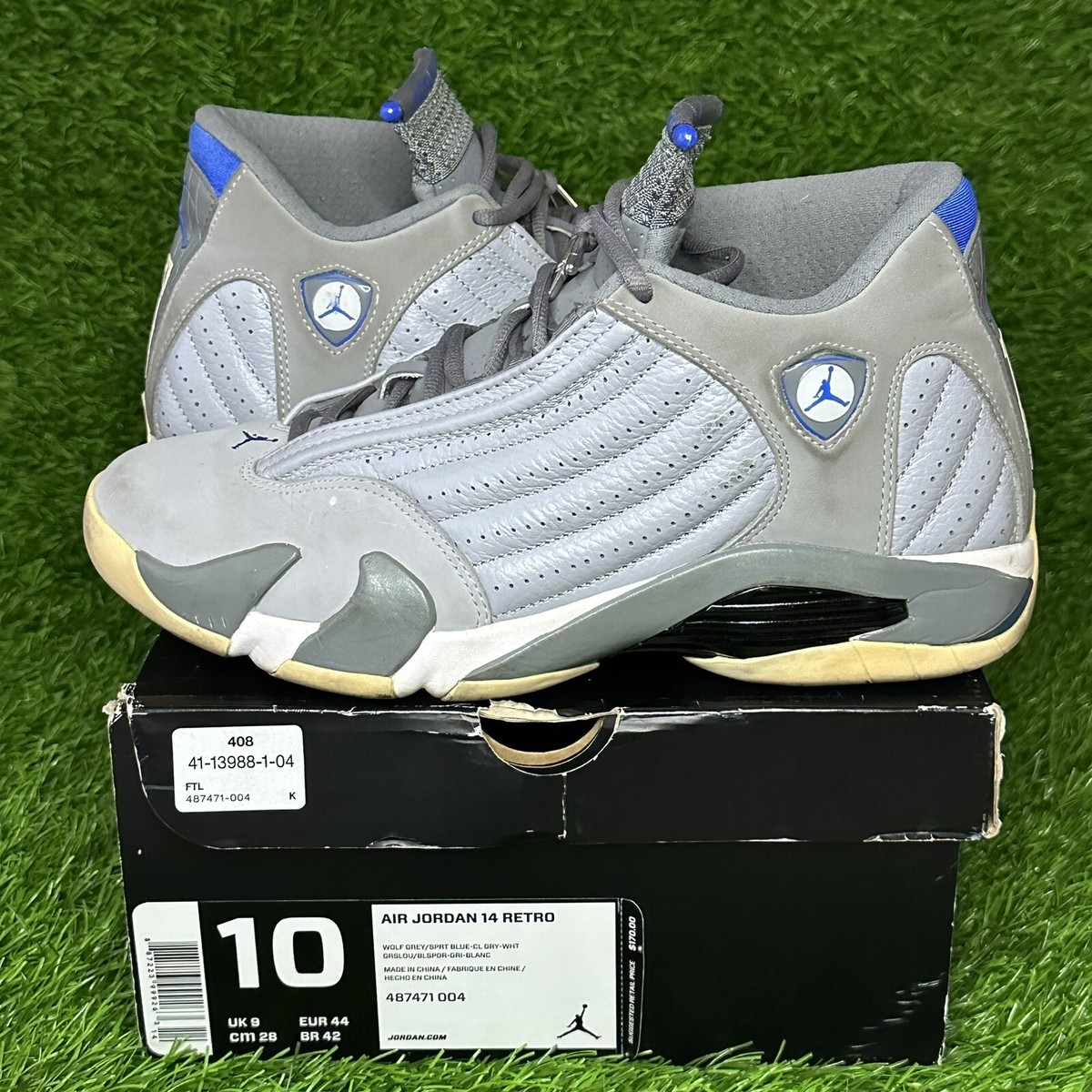 Size 10 - Air Jordan 14 Retro 'Wolf Grey' Grey/White/Blue 487471