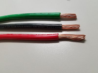 62' EA THHN THWN 6 AWG GAUGE BLACK, GREEN,  RED STRANDED COPPER  BUILDING WIRE 