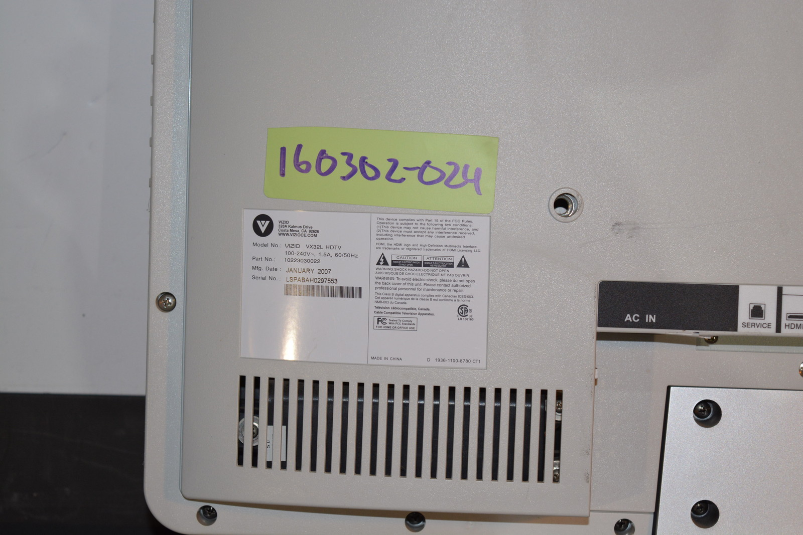 Vizio VX32L HDTV Inverters KLSEE32CIM (SL) REV1 ; KLSEE32CIS (SL