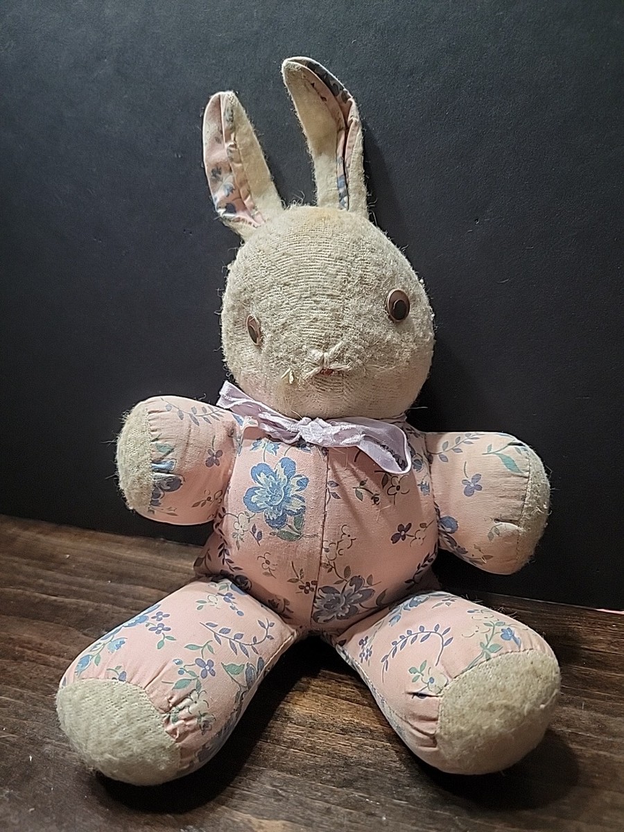 Vintage Handmade Stuffed Bunny Rabbits Old Cloth Bunny Rabbit Stuffed