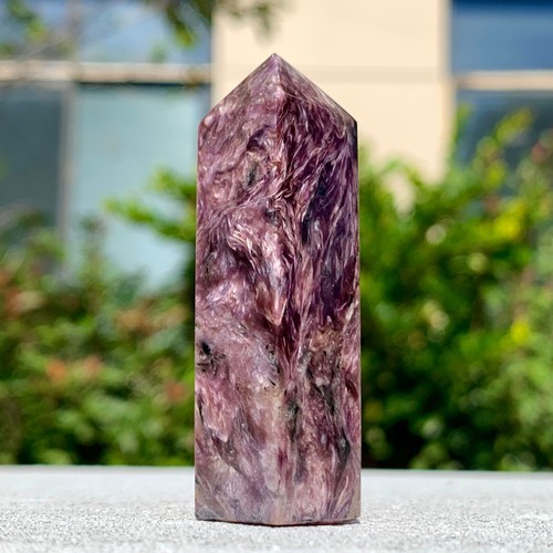 30G Natural Charoite Quartz Obelisk Crystal Energy Tower Point Reiki Decor - Picture 20 of 21