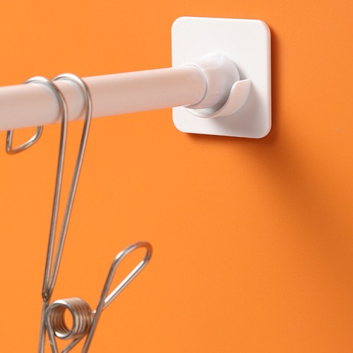 4 PIEZAS Soportes de varilla de cortina de ducha Soporte de gancho para cortinas de poste autoadhesivo - Imagen 4 de 17