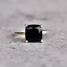 Black Onyx Ring 925 Sterling Silver Handmade Jewelry Cushion Gemstone Ring