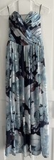 ASOS Size 6 Strapless Blue Floral Print Maxi Long Polyester Dress