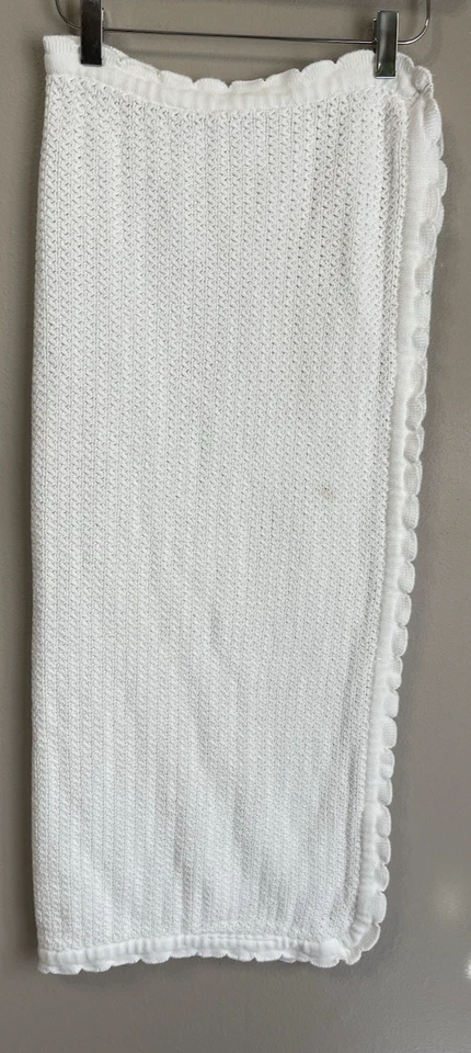 Manta de algodón blanca Ikea LEN borde festoneado tejido con cable 28,5x31 Foto 3 de 4