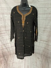 Traditional Ethnic Dress Black Embroidery Size L Large