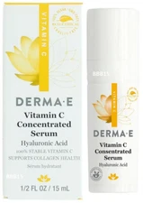 DERMA E Vitamin C Concentrated Serum Hyaluronic Acid,15ml TRAVEL SIZE NEW W/ BOX