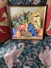 TOLLES BUNTES Gobelin Bild, Blumenstillleben, Gr&ouml;&szlig;e ca. 14 x 13, sehr guter Zustand