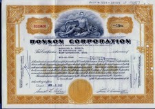 Stock certificate Ronson Corporation New Jersey yellow