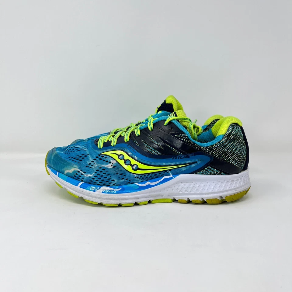 Zapatillas deportivas Saucony Ride 10 atléticas azul océano amarillo para mujer talla US 7 Foto 2 de 4