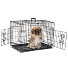 Dog Crate Kennel Folding Metal Pet Cage 2 Doors with Tray for S/M Dog 30'' 