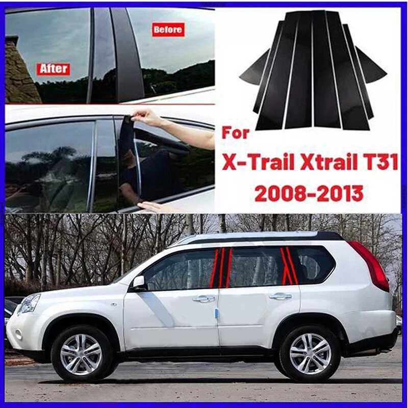 Set Window Pillar Posts Trim Decal Cover Fit For Nissan X-tail /Rogue 2008-2013 - Image 2 of 4