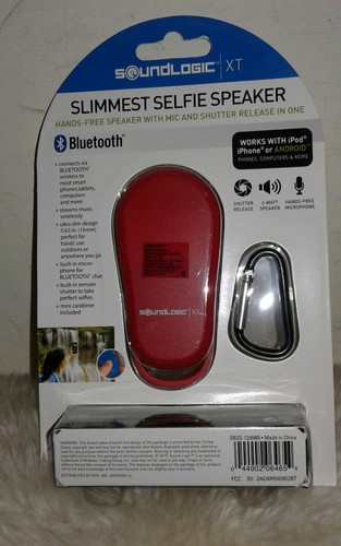 New SoundLogic XT Bluetooth Slimmest Selfie Hands Free Speaker w Mic & remot red - Picture 2 of 2