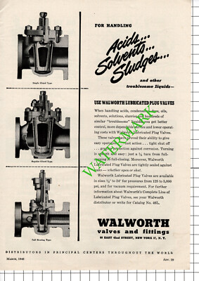 Walworth Ventile und Armaturen New York USA Werbung - 1948 Zuschnitt