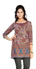 Blue 3/4 sleeve Indian Printed Kurti Tunic Women Kurta