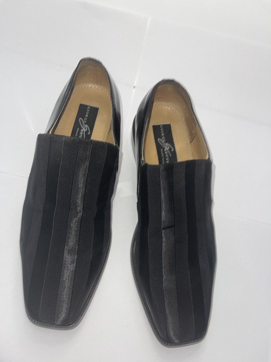 Vintage Giorgio Brutini Black Patent Leather And Fabric Slip On Loafers Size 9 M Vintage Giorgio Brutini Patent Leather and Fabric Slip on  main image 4