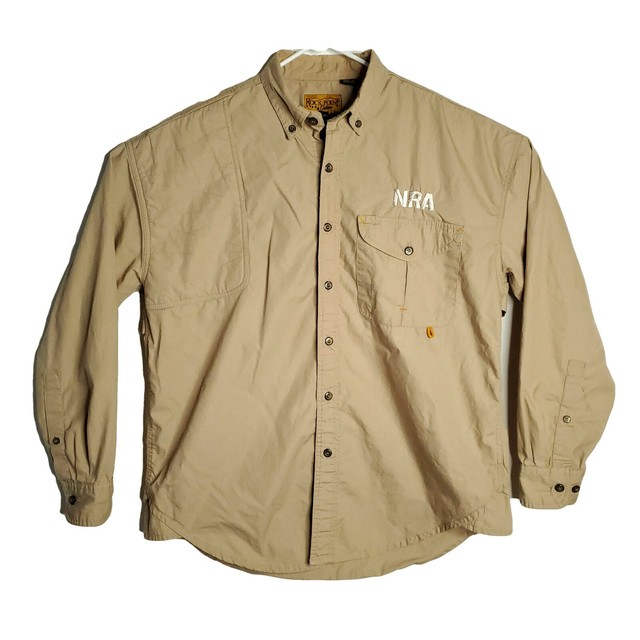 Rock Point Outdoor NRA Shooting Shirt Men's Small Beige Padded Shoulder