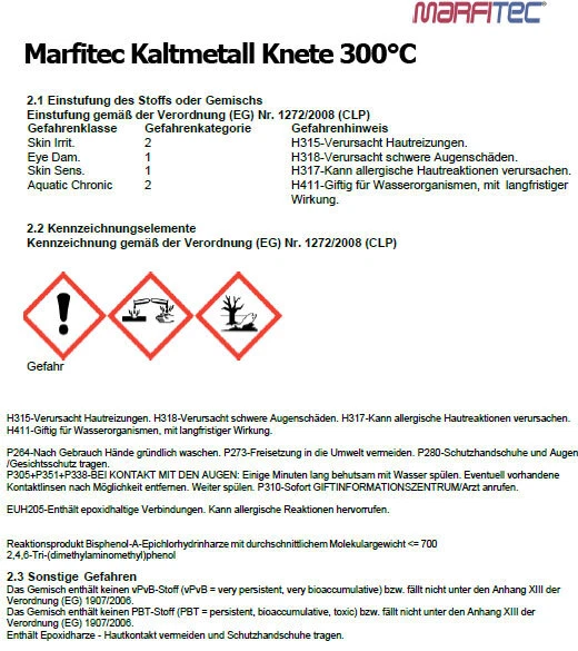 Marfitec 5 Minuten Kaltmetall Knete 56g bis 300°C Epoxy Knetmasse - Bild 2 von 4