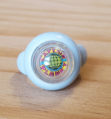 90er Original Vintage Captain Planet Power Ring HELLBLAU KUNSTSTOFF
