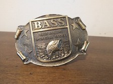 Bass Anglers Sportsman Society Fishing Brass Belt Buckle Vintage - RJ