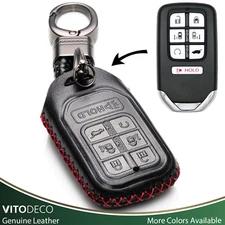 Vitodeco 7 Buttons Leather Keyless Smart Key Fob Case Cover for Honda Odyssey