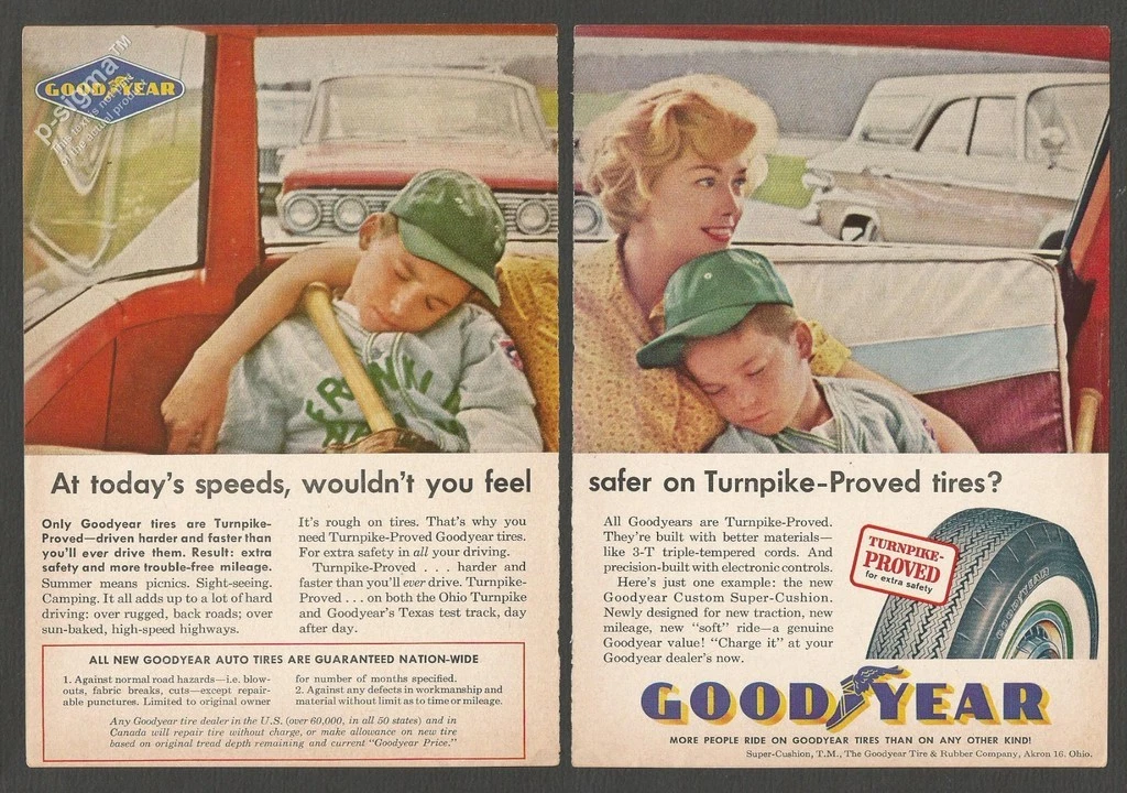 GOODYEAR tires - 1961 Vintage Reader's Digest Print Ad-2 pages | eBay