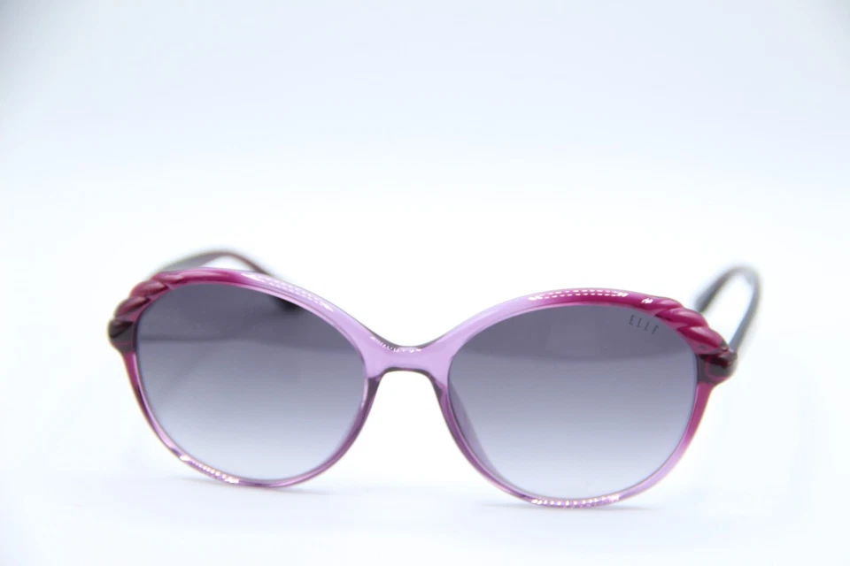NUEVAS GAFAS DE SOL ELLE EL 14918 PU PÚRPURA DEGRADADO TRANSPARENTE MARCOS AUTÉNTICOS 55-17 Foto 2 de 4