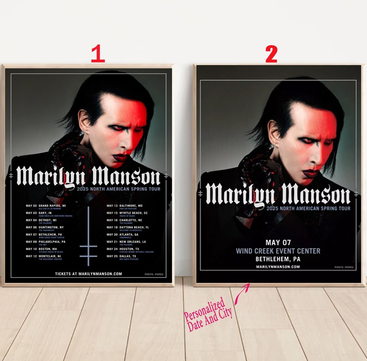 Custom Marilyn Manson 2025 North American Spring Tour Poster