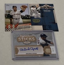 Orlando Cepeda Giants Leaf Signed Bat /45- Threads- Decade’s Best (3) Card Lot!