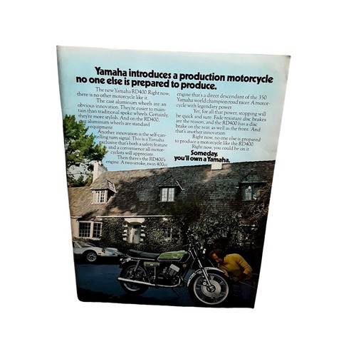1976 Yamaha RD400 Motorcycle Original Print Ad vintage 70s