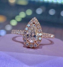 2.50Ct Lab-Created VVS1/D Diamond Halo Engagement Wedding Ring 14K Rose Gold Fn