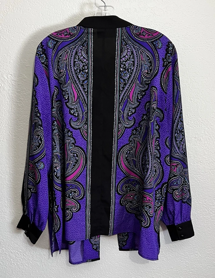 Top Bob Mackie 2x Art To Wear Brillante Colorido Cachemira Fácil Abotonada Foto 3 de 4