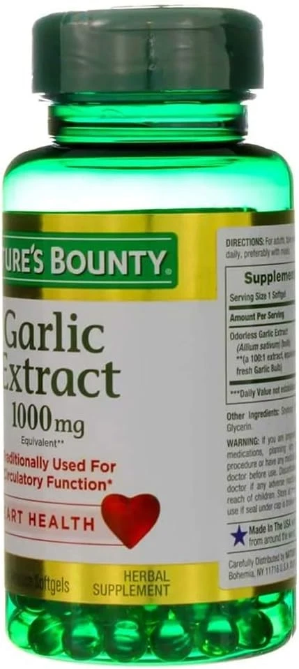 Extracto de ajo Nature's Bounty 1000 mg cápsulas blandas para cardiovasculares...  Foto 3 de 4