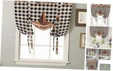 Independence Day Kitchen Window Shades Tie Up Curtains, Vintage Star Balloon 