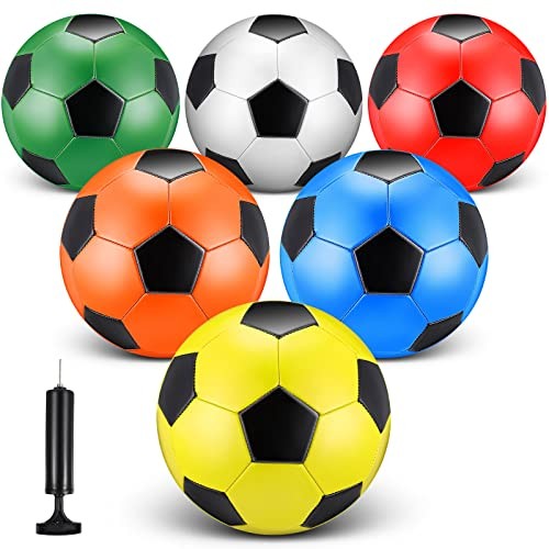  6 Pcs Soccer Ball Bulk with Pump Size 5/4/3 Operation Size 4 Colorful