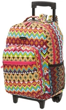 Rockland Double Handle Rolling Backpack, Tribal, 17-Inch