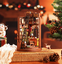 Rolife Silent Corner Study DIY Wooden Book Nook Decor Miniature House Xmas Gifts