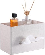 Tissue Box Cover with Storage Tray Rectangular Tissue Holder,Beige