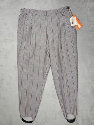 Fundamental Things Vtg Houndstooth Black Wht Burgandy Plaid Stir Up Pants Sz 18