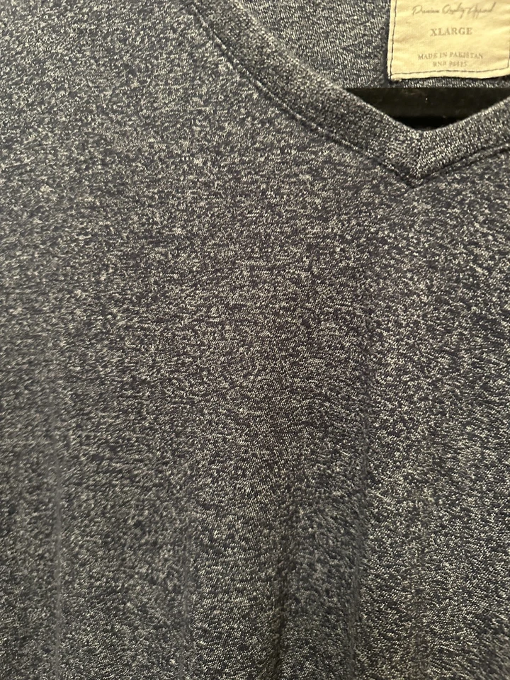 Camiseta Alpha Beta Azul Cuello en V Manga Corta Mezcla de Algodón Para Hombre Talla XL Foto 4 de 4