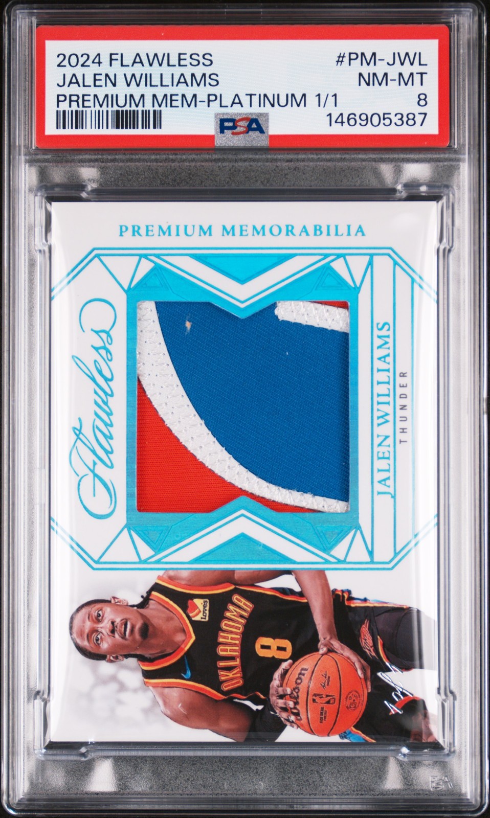 2024 PANINI FLAWLESS PREMIUM MEMORABILIA PLATINUM 1/1 JALEN WILLIAMS 1/1 PSA 8 view 1