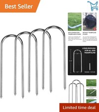 12 Inch Steel Wind Stakes Heavy Duty Ground Anchors for Trampolines and Garde...