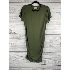 Elie Tahari Dress Women's Small Green Ruched T Shirt Midi Modal Blend Casual