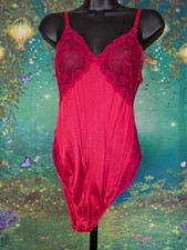 Vintage Formfit Red Lace Teddy Teddie Bodysuit Romper Medium 36 Snaps 106