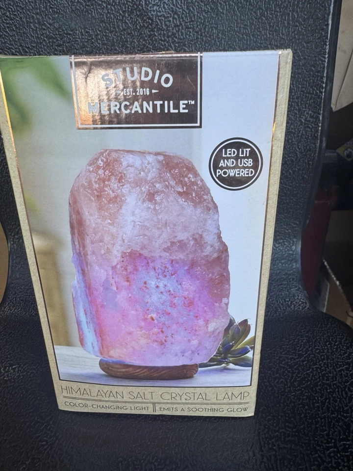 Lámpara de sal de cristal del Himalaya que cambia de color rosa energía curativa Foto 3 de 4