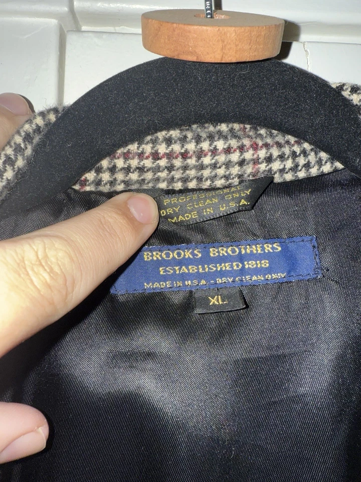 Vintage Brooks Brothers Xl Wool Tweed Houndstooth Bomber/harrington Jacket - Image 3 of 4