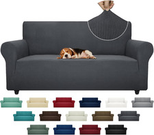 Super Stretch Couch Cover 72"-92" Universal Sofa Covers with Elastic Bottom, D