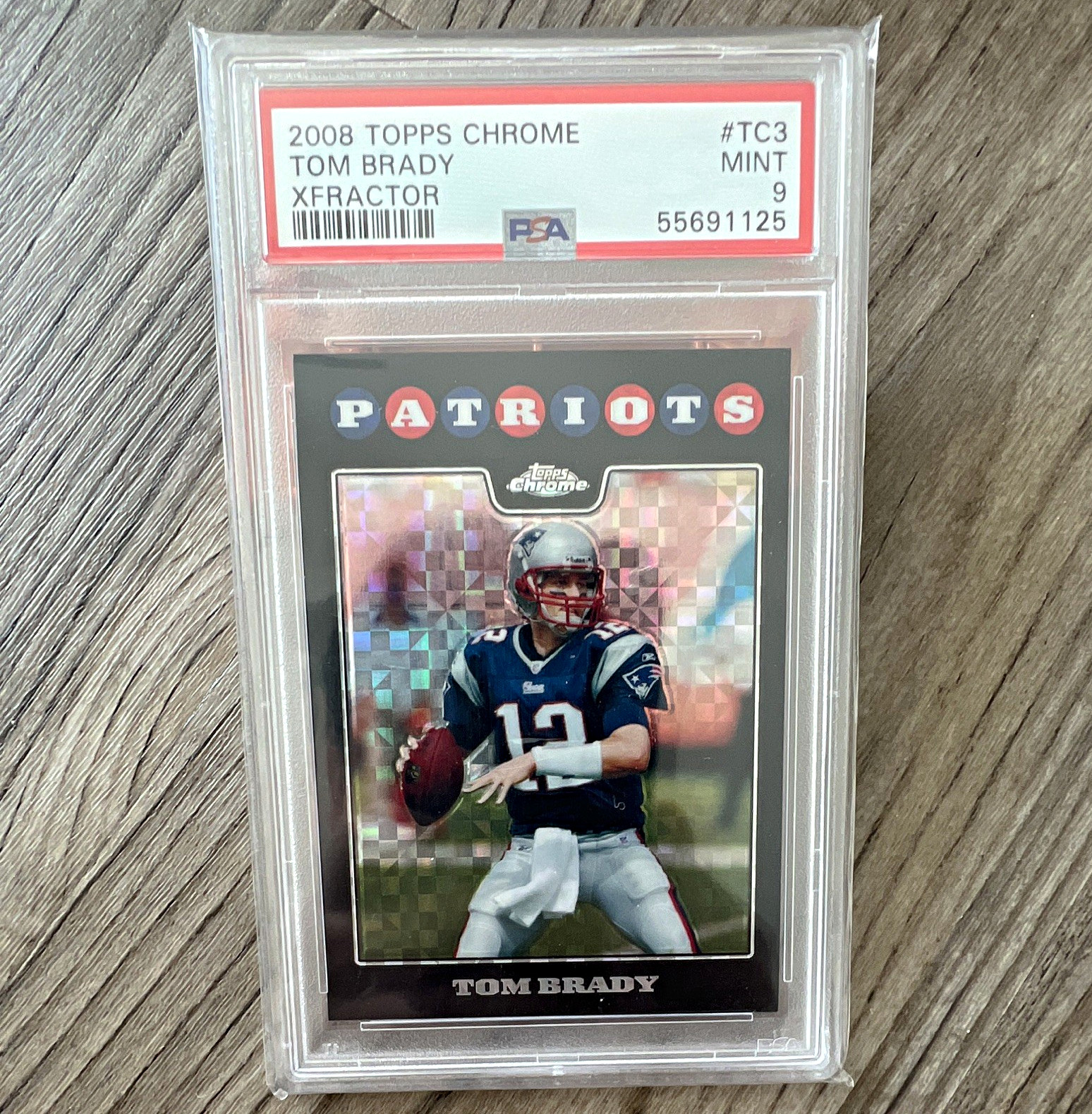 Topps 2008 Topps Chrome Tom Brady #TC3 X-Fractor PSA Graded Patriots view 1